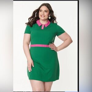 60s inspired Cindy collar green dress